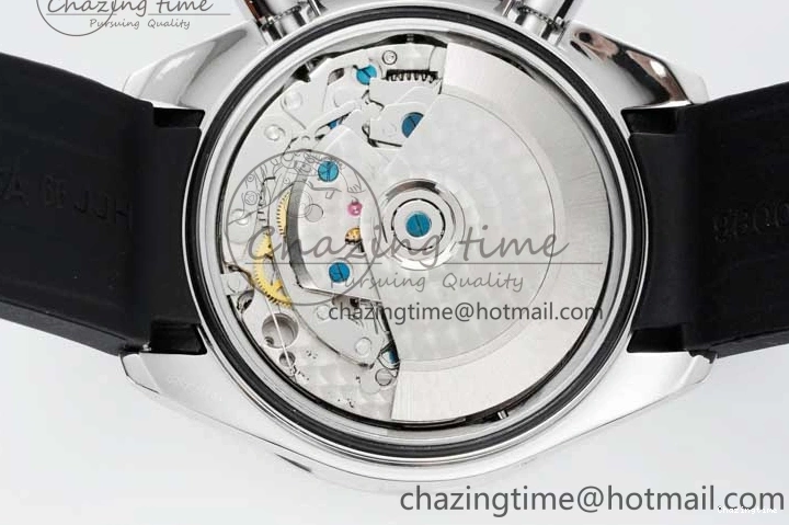0706 TopPick Speedmaster Racing Master SS HKF Best Edition White Black Dial on Black Rubber Strap A 7813